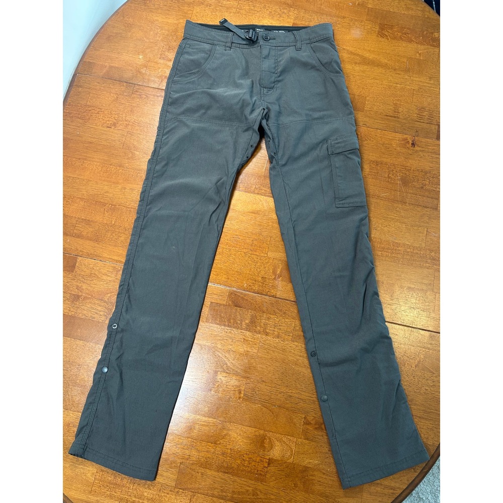 Prana Zion Slim Fit Pants Mens 30/34 Charcoal Gray Hiking Cargo Snap Hem